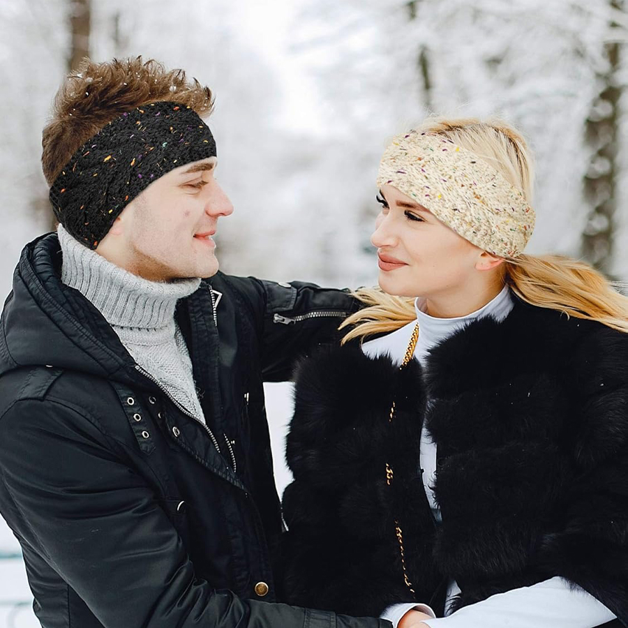 Fleece Ear Warmer Band - SSUNTAK Women Winter Knitted Headband Fleece