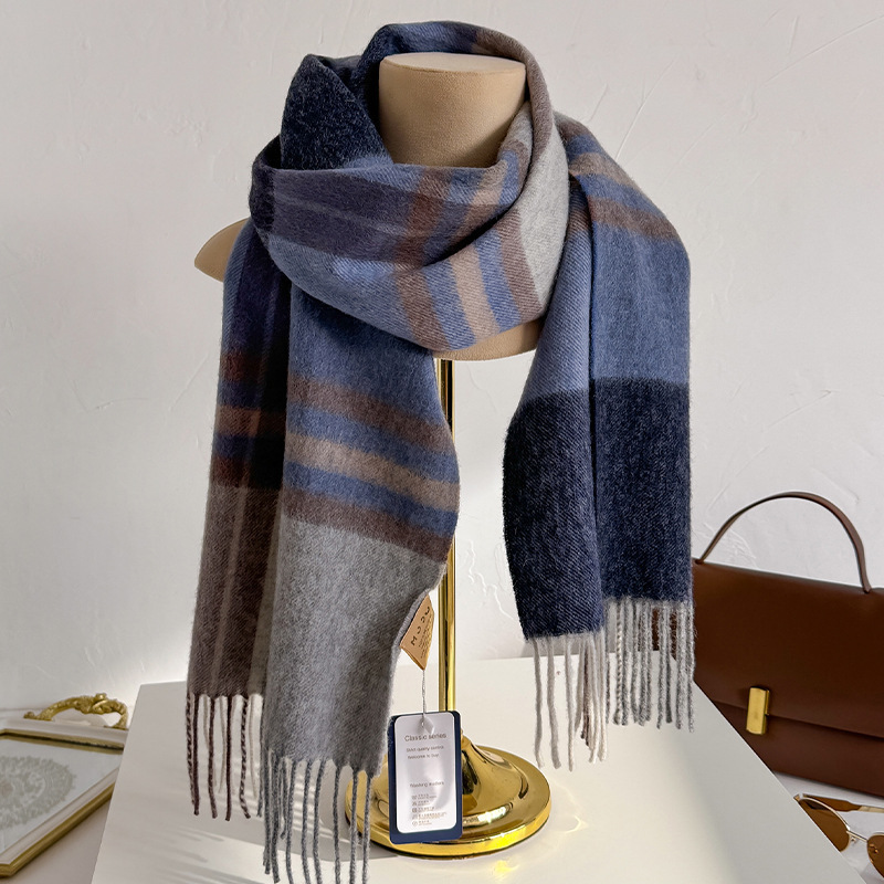 100% Wool Checked Scarf Women  - Wool Scarf Men 评论和价格