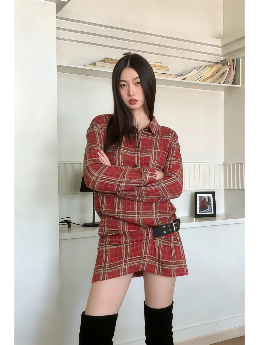 Punk Plaid Flannel Shirt Dress - Flannel Shirt Lined 评论和价格
