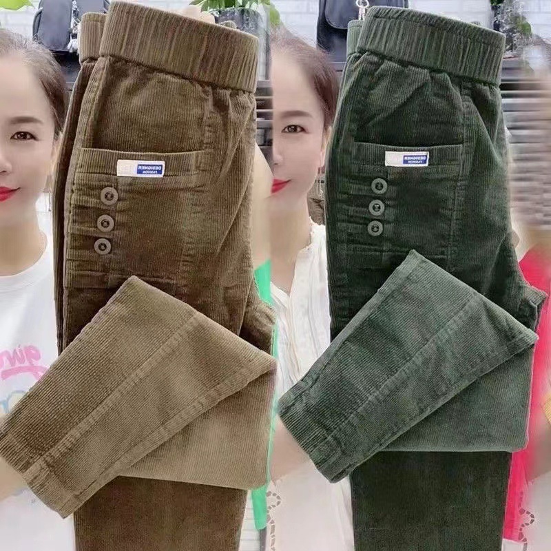 Women Warm Spring Winter Butto - Corduroy Pant Warm 评论和价格