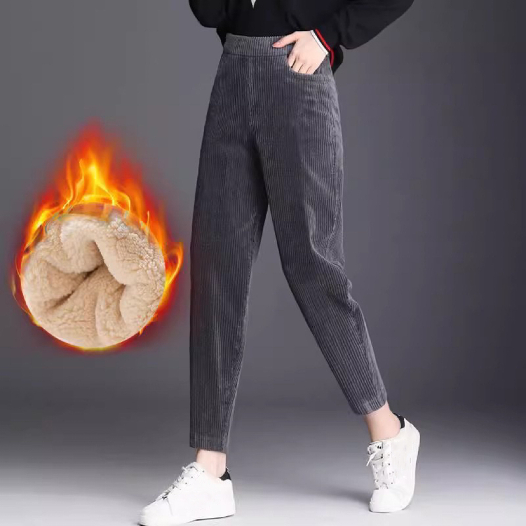 1pcs Women Autumn Winter Plush - Corduroy Pant Warm 评论和价格